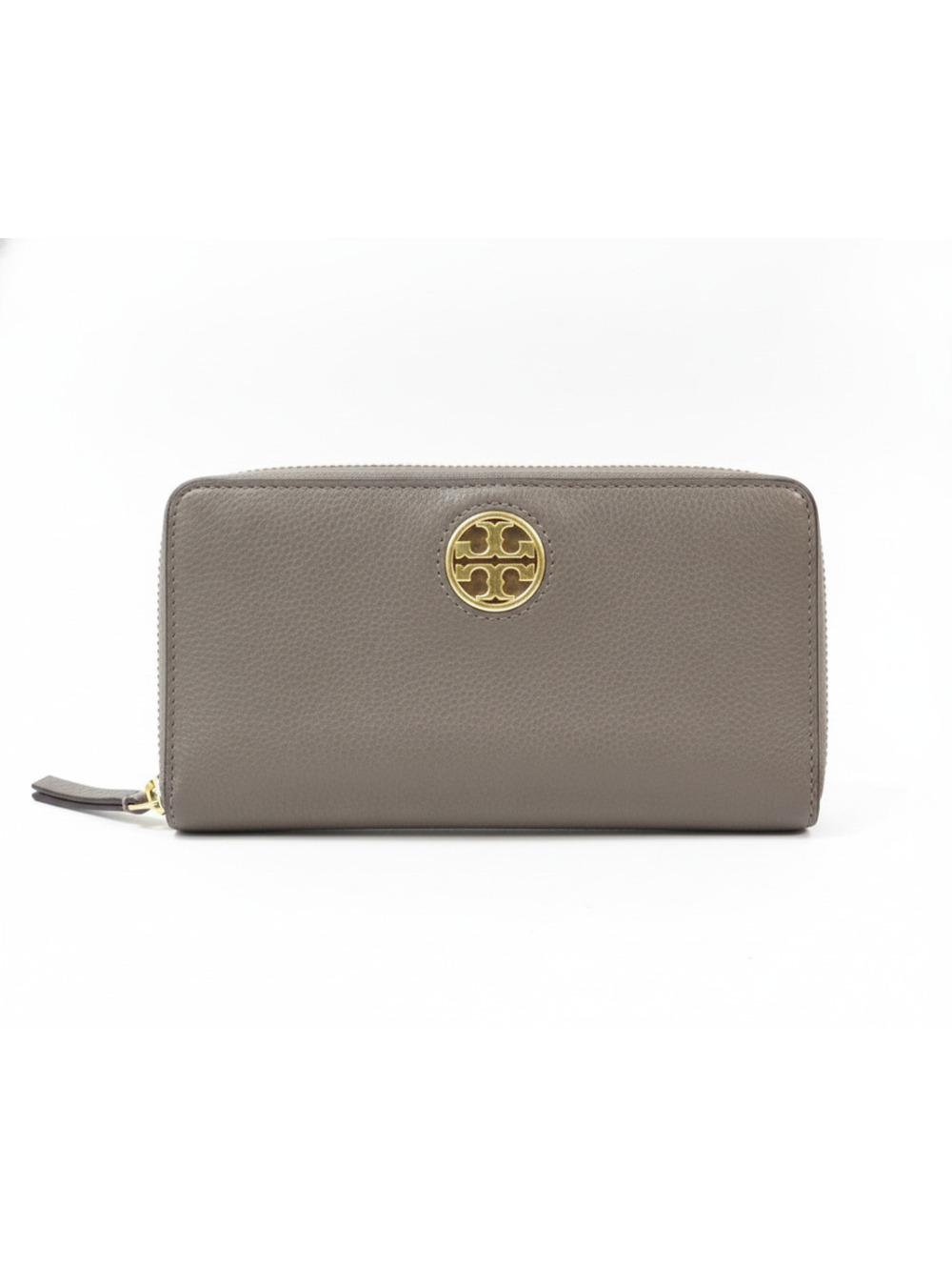 Tory Burch Carson Continental Zip Wallet | Leather | Wild Mushroom Gray